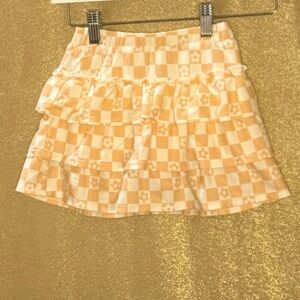 Checkered Ruffle Skirt in Cream